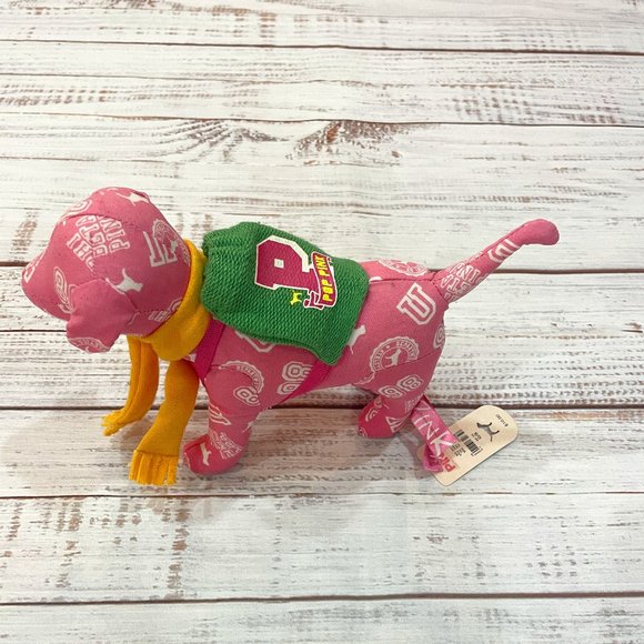 Victoria's Secret PINK Iconic Collegiate Print Stuffed Mini Dog - Picture 2 of 6